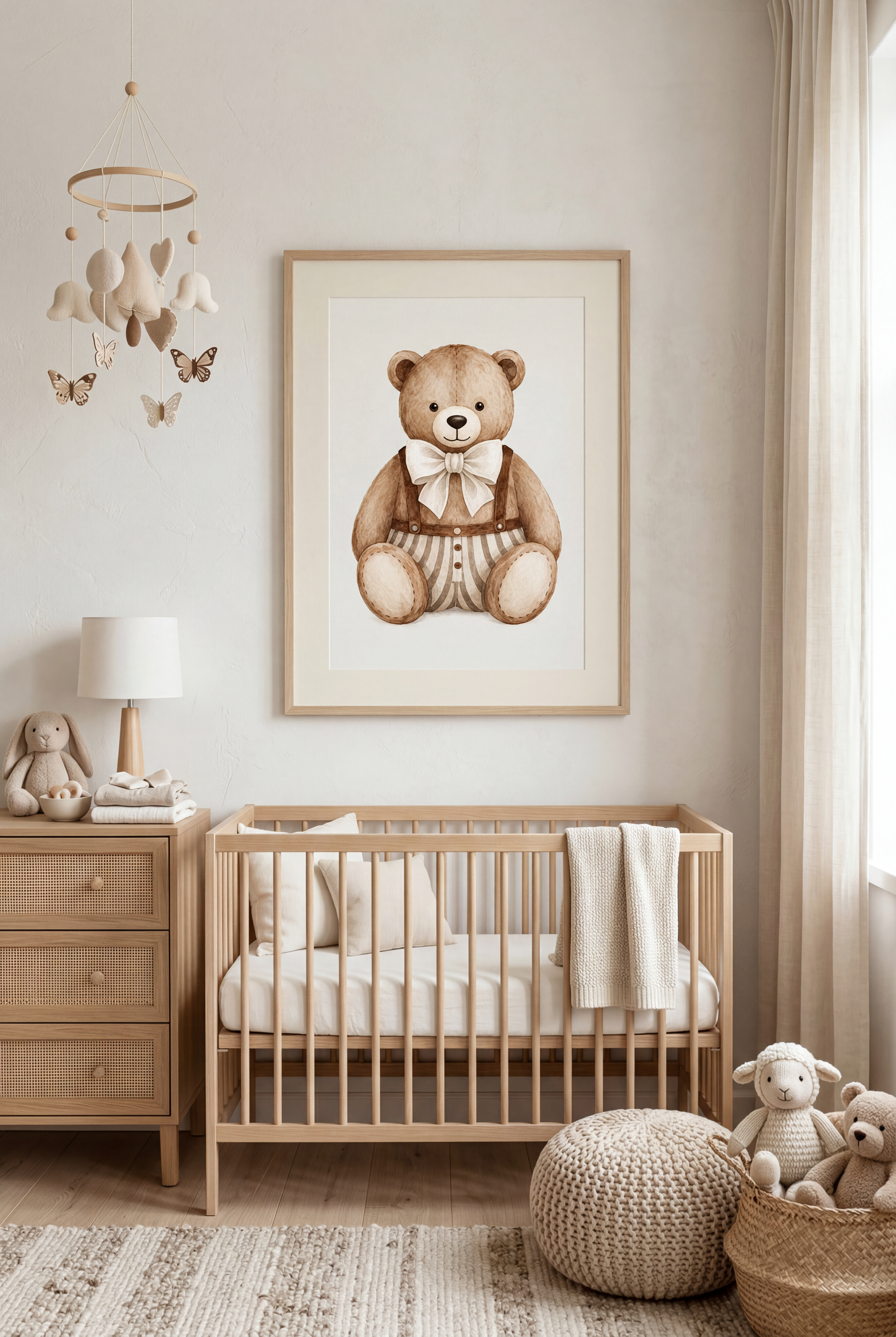 Watercolor Teddy Bear Neutral Nursery - Tiny Tressures